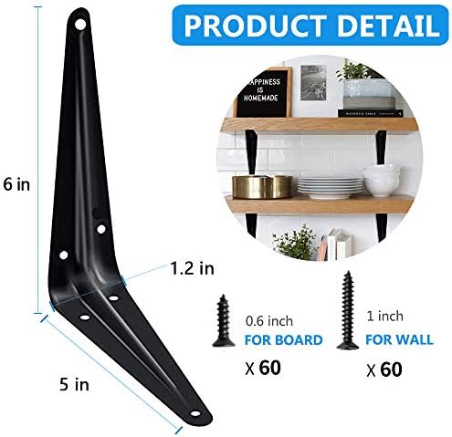 20 Pack 6x5 Inch Heavy Duty Floating Shelf Brackets