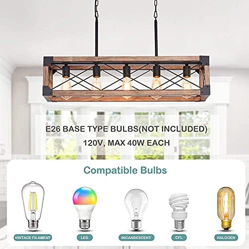 Airposta Farmhouse Linear Chandelier 5 Lights
