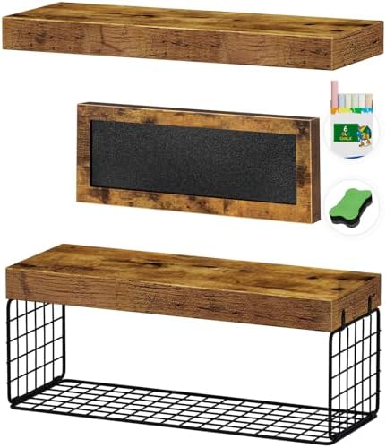 QEEIG Bathroom Shelves Over Toilet - 21 Set 16 Inch Rustic Brown