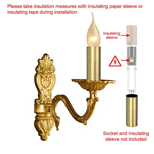 MECCANIXITY E12 Candle Socket Covers 6 Pcs Bronze Metal Sleeves