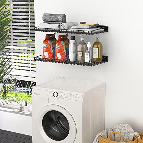 WALMANN 2 Pack Heavy Duty Wall Shelving 235 x 12 Storage Shelves for Garage Closet Laundry Room Black