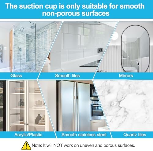 2 Pack Suction Cup Hooks for Bathroom Kitchen and Office