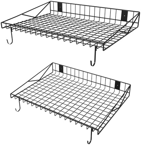 2 Pack Heavy Duty Wall Shelf With 4 Hooks