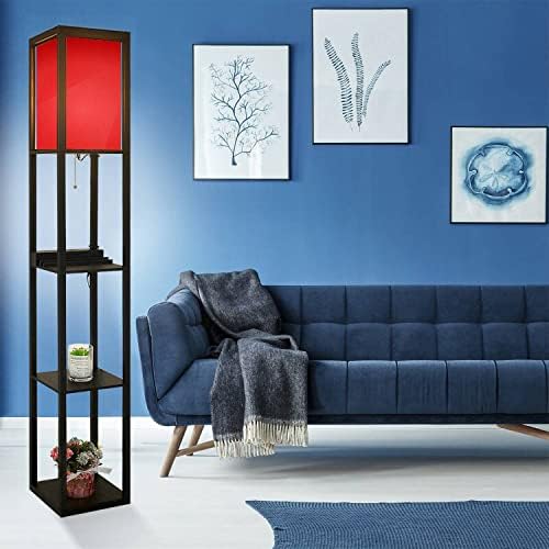 Red Floor Lamp with Shelves and USB Ports