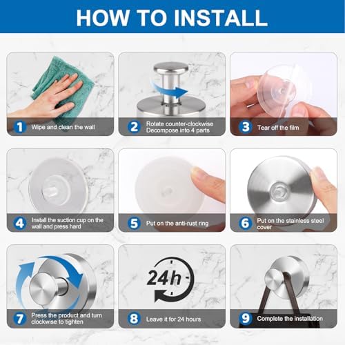 Suction Cup Hooks for Glass Window Door Heavy Duty Stainless Steel