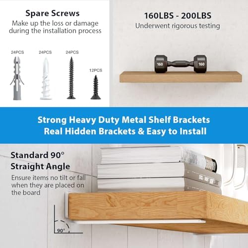 Heavy Duty Floating Shelf Brackets 10-Inch Long 6-Pack Matte White L