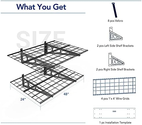 FLEXIMOUNTS 2-Pack Wall Shelves 24x48 Inches Black