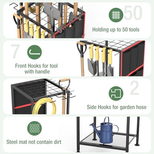 Lovind Heavy Duty Garden Tool Storage Rack