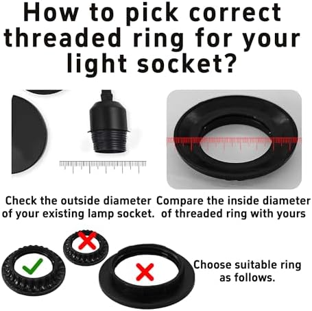 4Pcs E26 Lamp Shade Rings Black Socket Collar Reducer