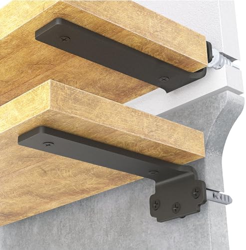 VANCASTLE Floating Shelf Brackets 6 Pack 8 Inch Heavy Duty Black