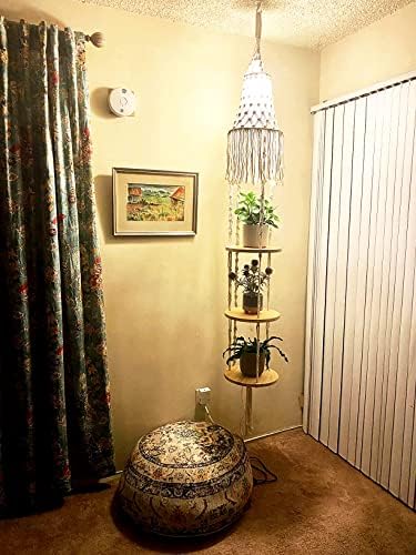 Boho Plug in Pendant Light with 3 Tier Plant Shelf