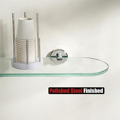 JQK Chrome Bathroom Glass Shelf 12x5 Inches