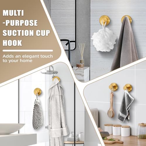 Fenas Suction Cup Hooks 2 Pack Brushed Gold