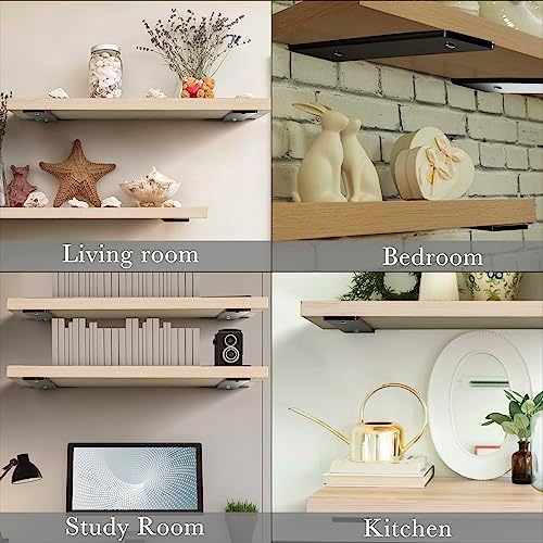 HEART ART L-Shaped Shelf Bracket 10 Inch 2 Pack Black
