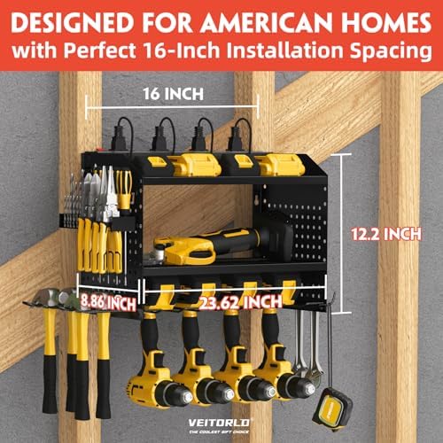 Veitorld Power Tool Organizer Wall Mount with Charging Station