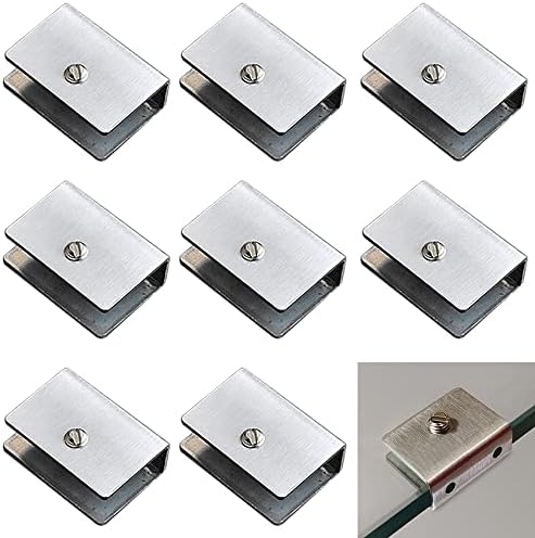 WANLIAN 8 Pcs Brushed Steel Glass Shelf Brackets