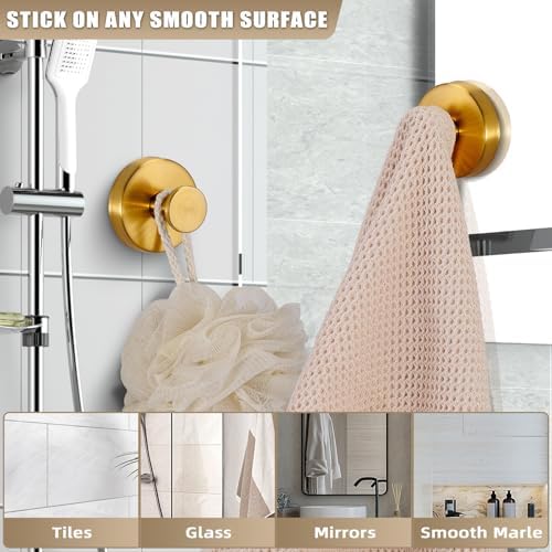 Fenas Suction Cup Hooks 2 Pack Brushed Gold