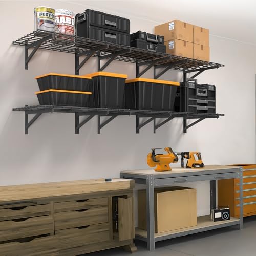 4 Pack Heavy Duty Garage Shelving Set Black
