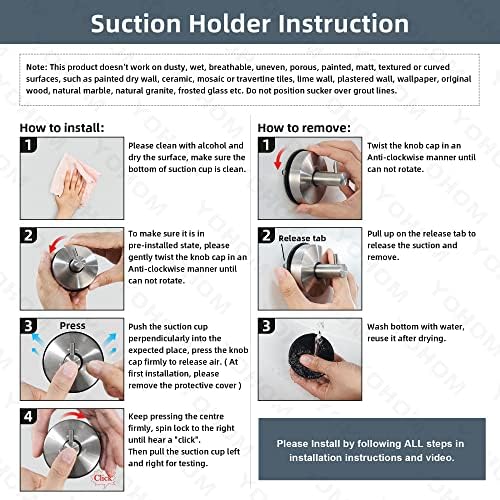 YOHOM Suction Cup Hooks for Shower Towel Holder