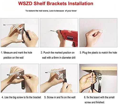 WSZDA 8 Heavy Duty Shelf Brackets 4 Pack