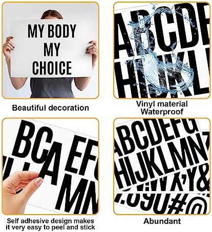 480 Pcs Waterproof 3 Inch Vinyl Alphabet Number Stickers Black