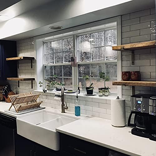 Rustic Wood Floating Shelves 12 Inch Black Farmhouse Brackets 6 Pack