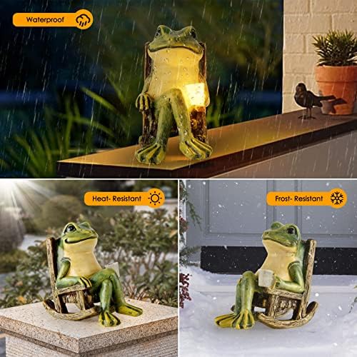 Solar-Powered Miniature Frog Garden Decor Statue
