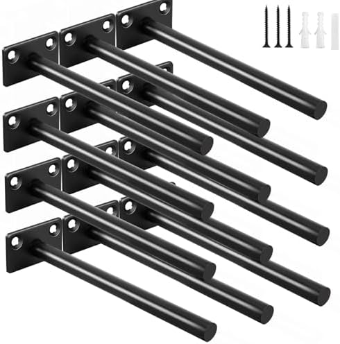 12 Pcs 6 Inch Black Steel Floating Shelf Bracket Supports