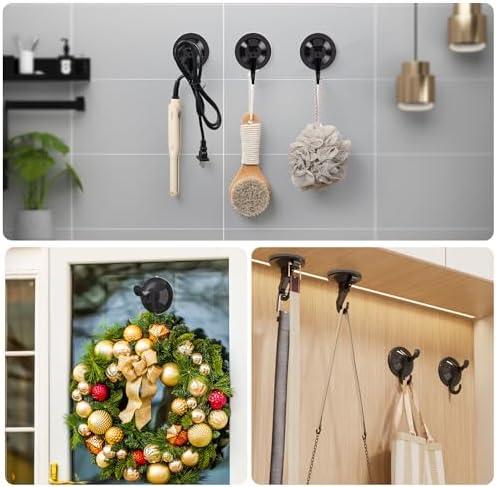 AENTGIU 5 Pack Vacuum Suction Cup Hooks Black