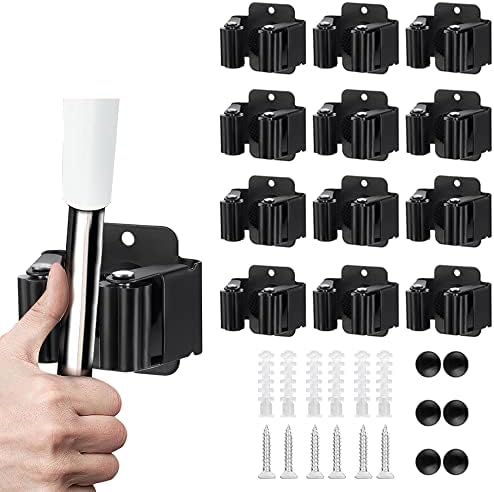 12PCS Heavy Duty Broom Mop Holder Rack
