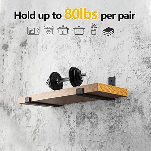 10 Pack Heavy Duty J Shelf Brackets with Lip - Black
