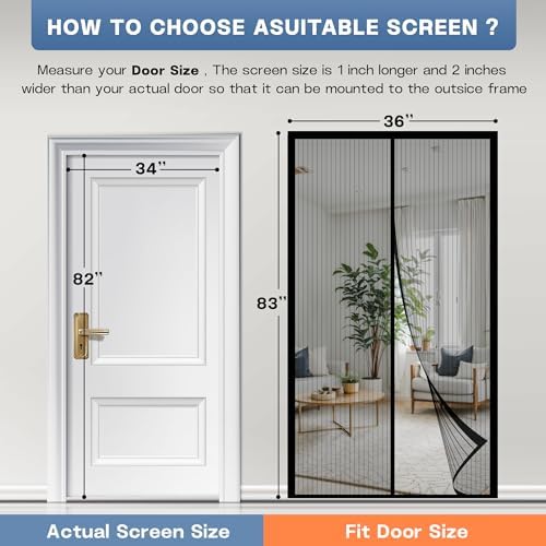 Magnetic Screen Door Mesh 36x83 Inch Bug Proof