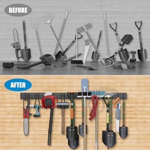 TICONN Wall Mounted Tool Storage Rack with 4 Hooks