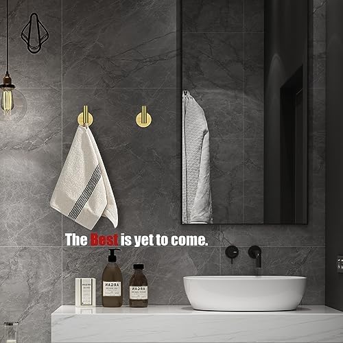 JQK Self Adhesive Towel Hook Gold 2 Pack