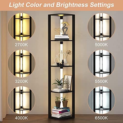 VTRIN 5-Tier Corner Shelf with LED Light