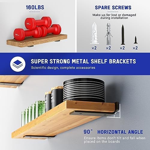Goovilla Heavy Duty Floating Shelf Brackets 6 Pack Black Metal 6 Inch Long