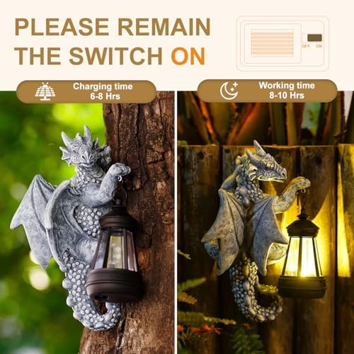 Solar Garden Decor Dragon Tree Hugger - 93 Inch Figurine Light