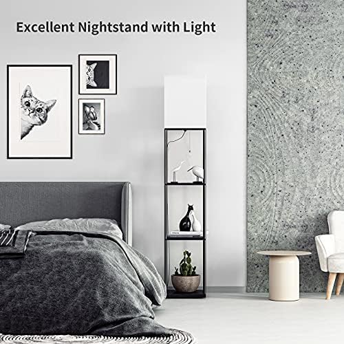 SUNMORY Floor Lamp with Shelves Black