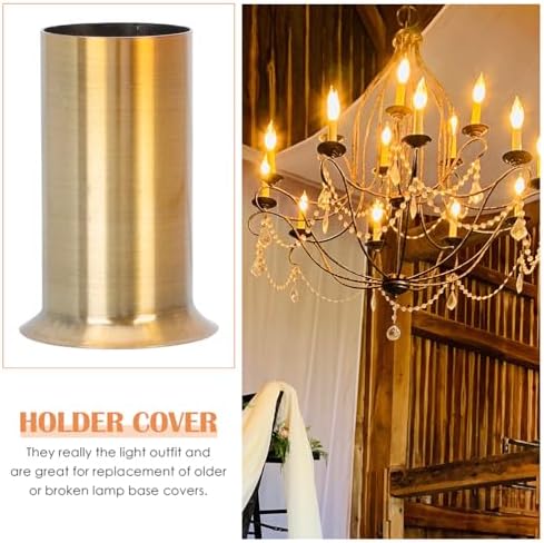 6pcs Candle Chandelier Sleeves Golden Iron Light Tube Covers