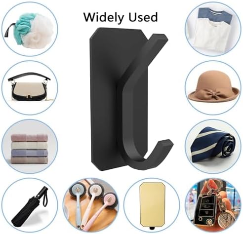 PMMASTO Self-Adhesive Towel Hooks - Heavy Duty Black K Shape 6PC