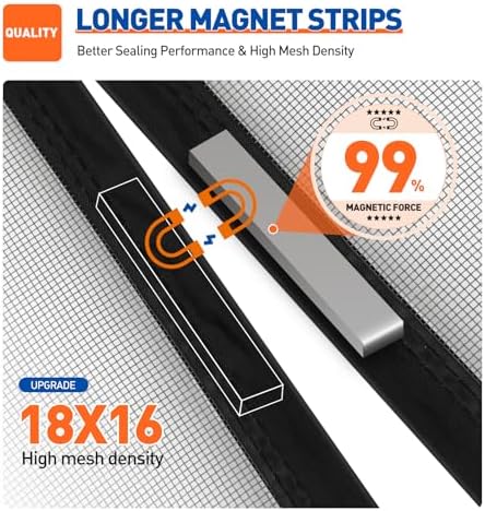 MAGZO Magnetic Screen Door 72x80 Inch Gray