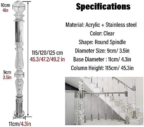 Round Newel Post Crystal Cap Finial with Metal Base