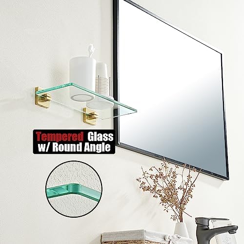 JQK Floating Tempered Glass Shower Shelf 2 Pack