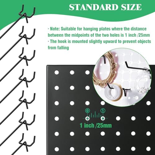50Pcs Black Pegboard Hooks Set 8 Inch 20CM