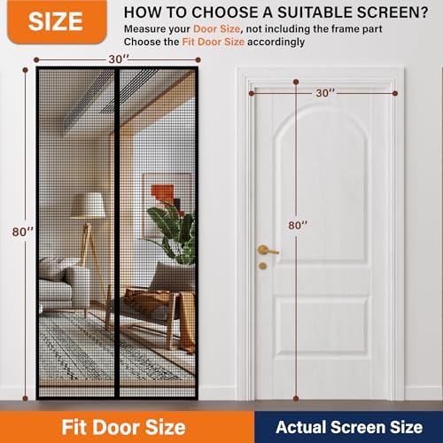 Mdavo Magnetic Screen Door 36x80 Inch Fiberglass