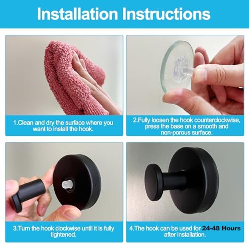 2 Pack Suction Cup Hooks for Bathroom Kitchen and Office