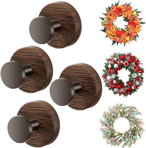 Suction Cup Hooks 4 Pack Walnut for Shower and Door