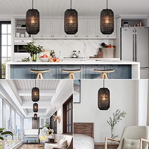 Dimmable Plug In Pendant Light with 15ft Black Cord