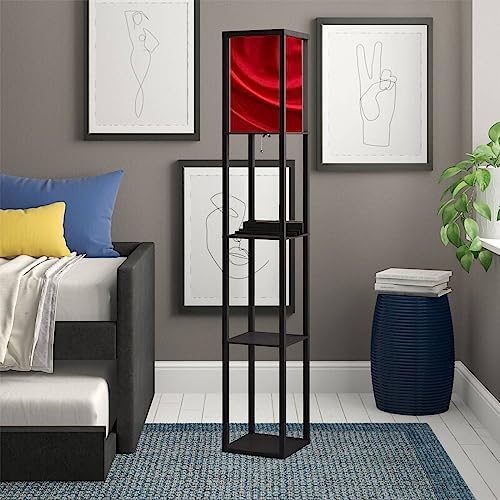 Modern Floor Lamp with Shelves USB Power Outlet