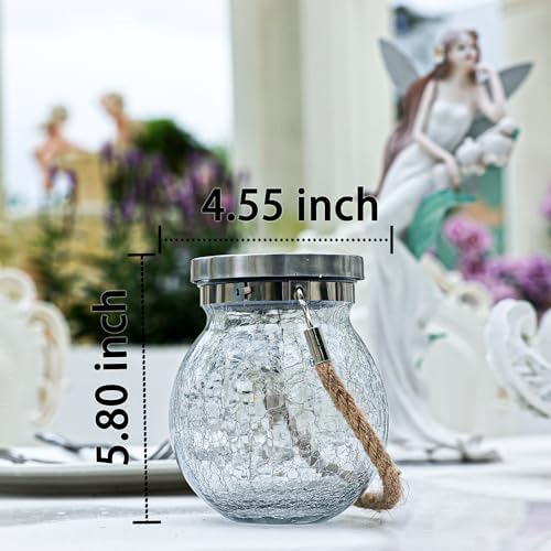 Cooo 6 Pack Heavy Crackle Glass Solar Lantern with 30 LED Firefly Lights